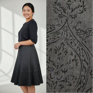 Black skirt w/ velvet damask pattern - Covington brand